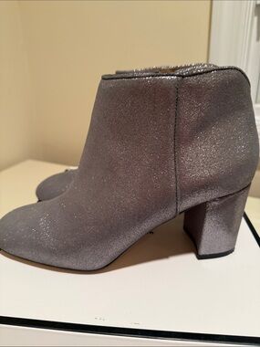 White House Black Market Metallic Silver Glitter Ankle Boots